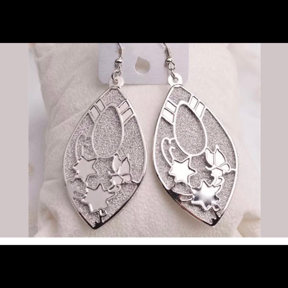 Butterfly and Star Silver Tone Earrings